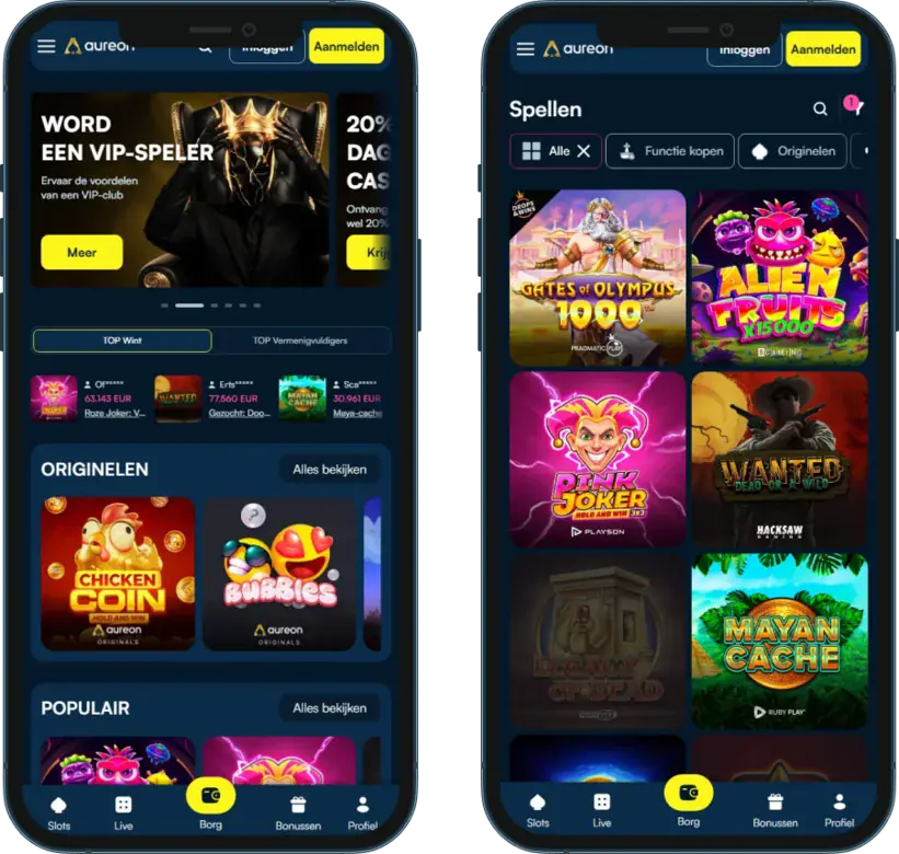 Aureon casino online op mobiel